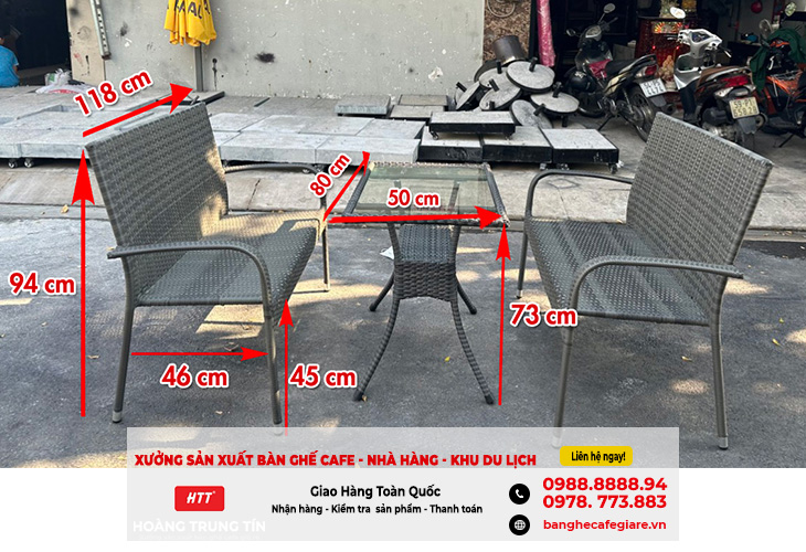 Thanh lý bộ bàn ghế nhựa giả mây giá rẻ cho quán cafe tại Bình Dương