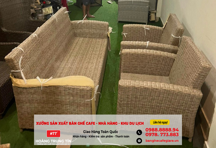 Thanh lý bộ bàn ghế nhựa giả mây giá rẻ cho quán cafe tại Bình Dương