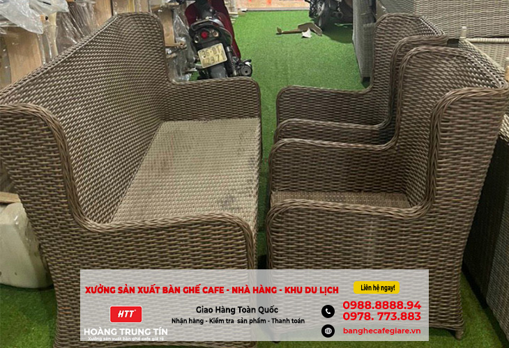 Thanh lý bộ bàn ghế nhựa giả mây giá rẻ cho quán cafe tại Bình Dương