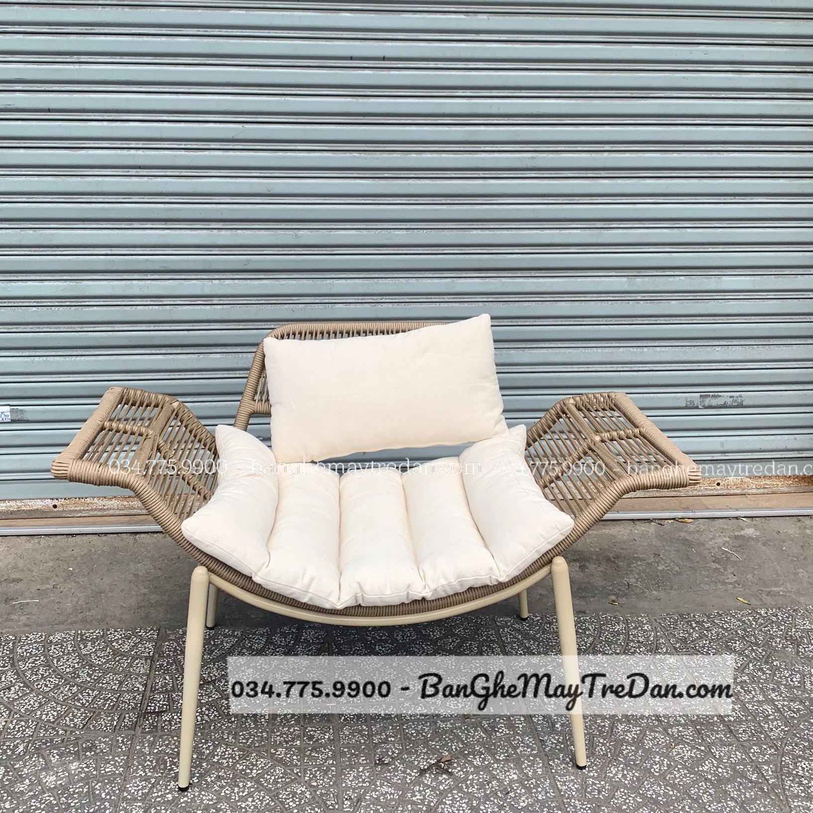 Ghế ngoài trời đan dây dù - Bàn ghế mây tre đan