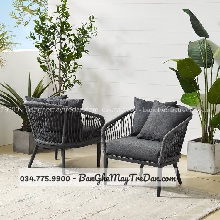 Ghế ngoài trời đan dây dù - Bàn ghế mây tre đan