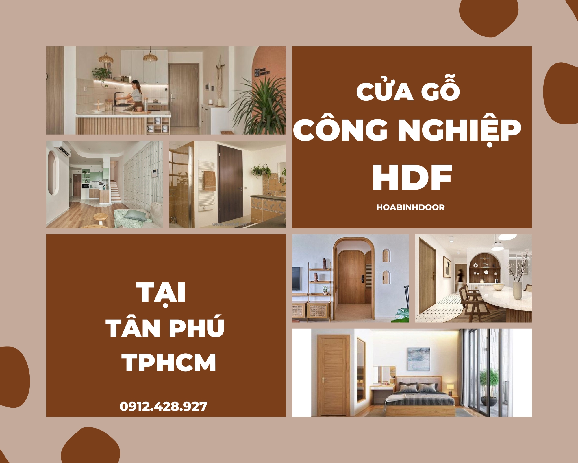 Cửa gỗ công nghiệp tại Tân Phú  Cửa gỗ HDF giá rẻ
