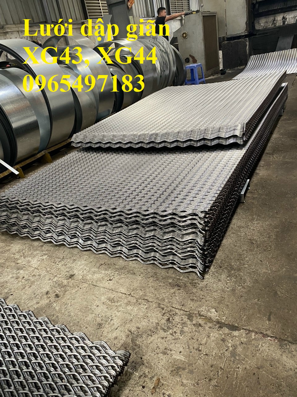 lưới hình thoi  XG43 dày 3mm mắt 22x50.8, lưới kéo giãn 43