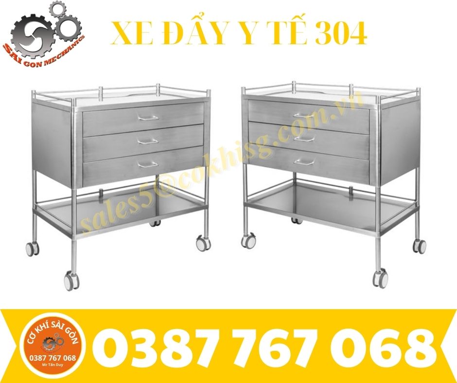 Xe đẩy y tế 2 tầng