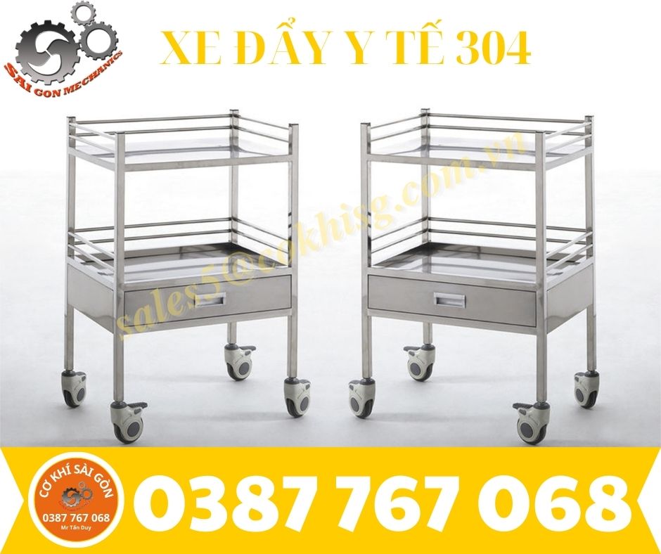 Xe đẩy y tế 2 tầng