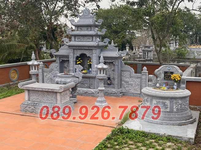 Mẫu lăng mộ dòng họ bằng đá xanh bán Bình Định - lăng mộ đá địa táng