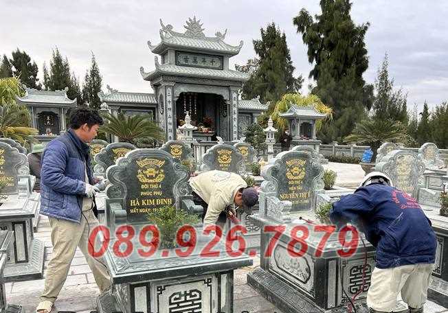 Lăng mộ gia đình - Mẫu lăng mộ cha mẹ bằng đá xanh bán Gia Lai