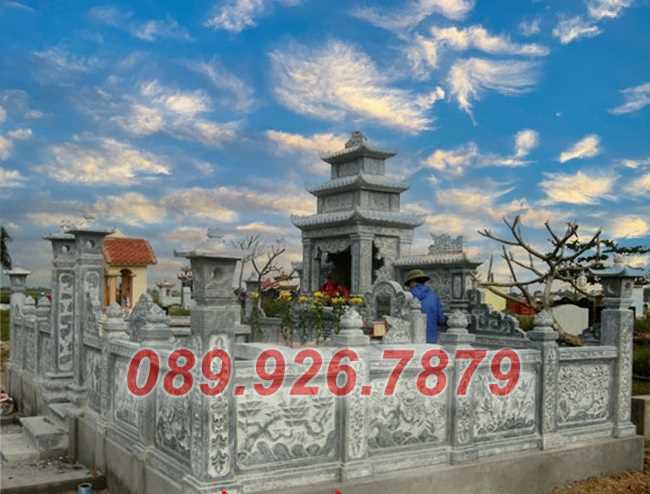 Mẫu lăng mộ dòng họ bằng đá xanh bán Quảng Ngãi - Lăng mộ đá địa táng