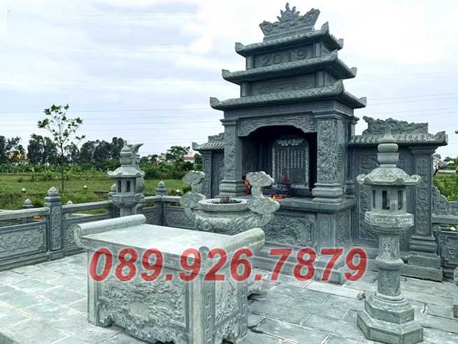 Mẫu lăng mộ dòng họ bằng đá xanh bán Quảng Ngãi - Lăng mộ đá địa táng