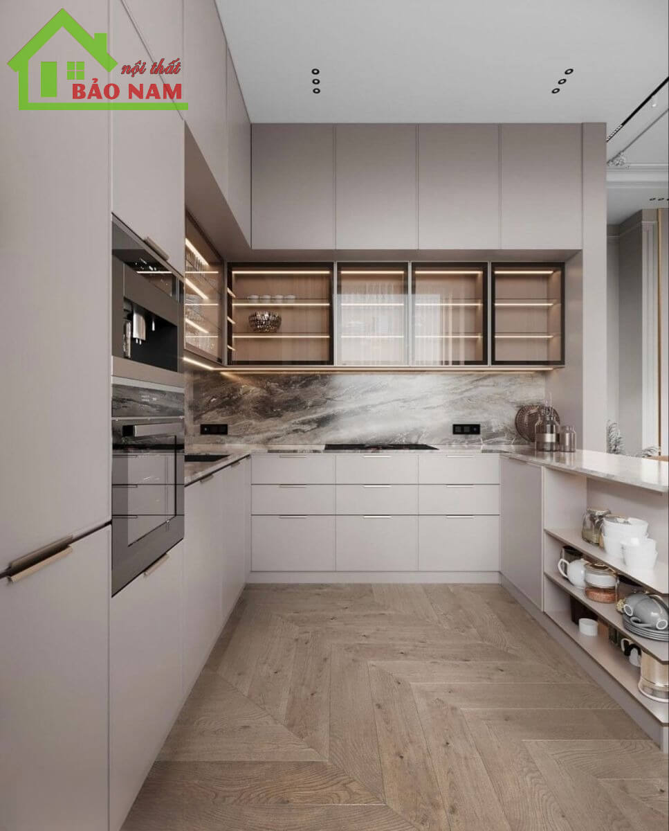 15+ mẫu tủ bếp cánh kính sang trọng, hiện đại - giá rẻ tận xưởng