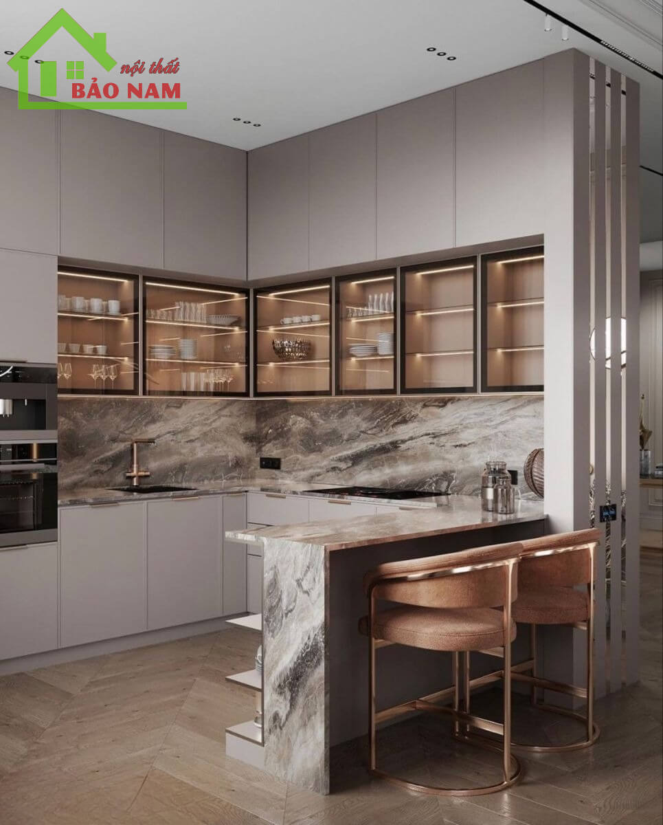 15+ mẫu tủ bếp cánh kính sang trọng, hiện đại - giá rẻ tận xưởng