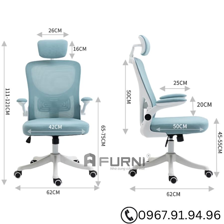 Ghế xoay văn phòng xếp gọn lưng lưới có tựa đầu  Nội Thất Furni