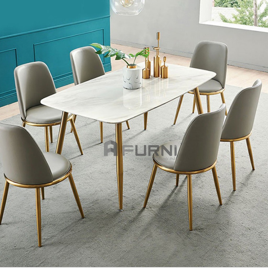 Bàn ăn gia đình mặt đá phiến nhập khẩu TN1228 - 14E - Nội Thất Furni