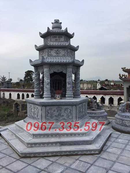 Tháp mộ đá - Mẫu mộ tháp lục giác để tro cốt bằng đá đẹp bán Bạc Liêu