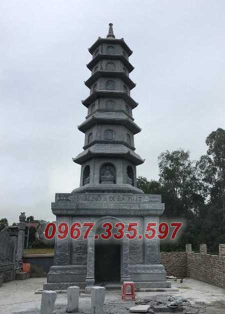 Tháp mộ đá - Mẫu mộ tháp lục giác để tro cốt bằng đá đẹp bán Bạc Liêu