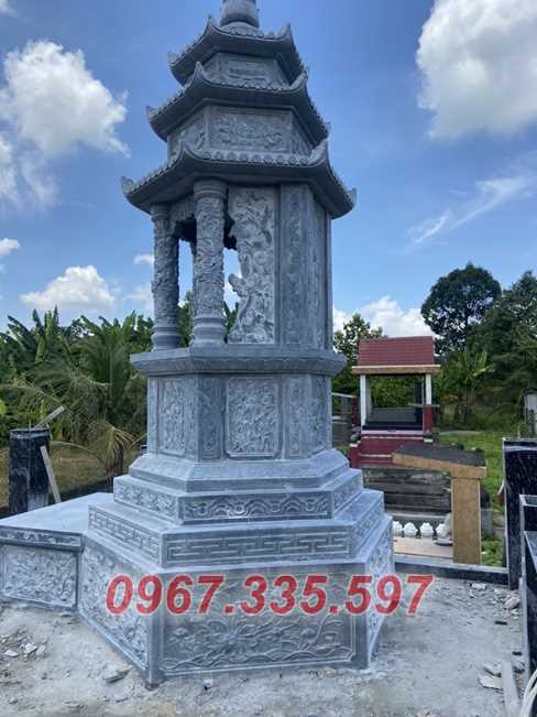 Tháp mộ đá - Mẫu mộ tháp lục giác để tro cốt bằng đá đẹp bán Bạc Liêu