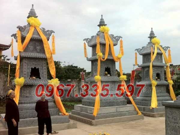 Tháp mộ đá - Mẫu mộ tháp lục giác để tro cốt bằng đá đẹp bán Bạc Liêu