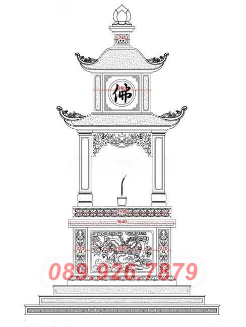 Tháp mộ đá - Mẫu mộ tháp lục giác để tro cốt bằng đá đẹp bán Bến Tre