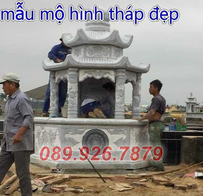 Tháp mộ đá - Mẫu mộ tháp lục giác để tro cốt bằng đá đẹp bán Bến Tre