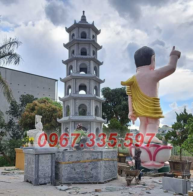 Tháo mộ đá - Mẫu mộ tháp lục giác để tro cốt bằng đá đẹp bán Cần Thơ