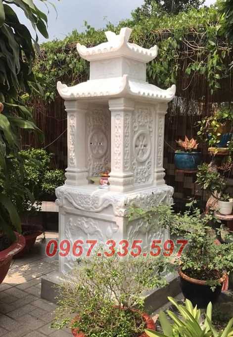 Tháp mộ đá - Mẫu mộ tháp lục giác để tro cốt bằng đá đẹp bán Đồng Tháp