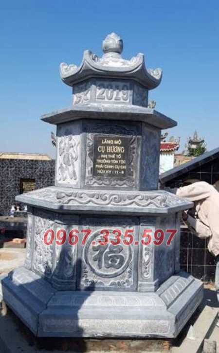 Tháp mộ đá - Mẫu mộ tháp lục giác để tro cốt bằng đá đẹp bán Đồng Tháp