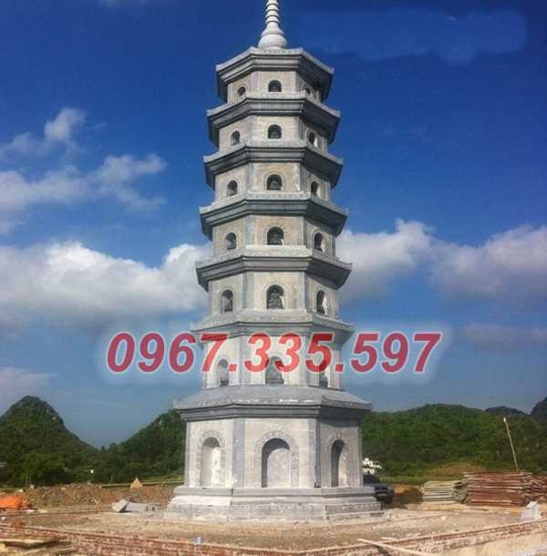 Tháp mộ đá - Mẫu mộ tháp lục giác để tro cốt bằng đá đẹp bán Đồng Tháp