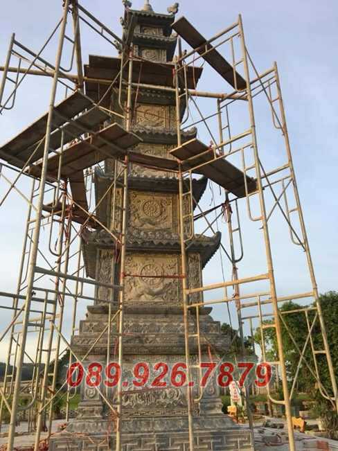 Tháp mộ đá - Mẫu mộ tháp lục giác để tro cốt bằng đá bán Hậu Giang