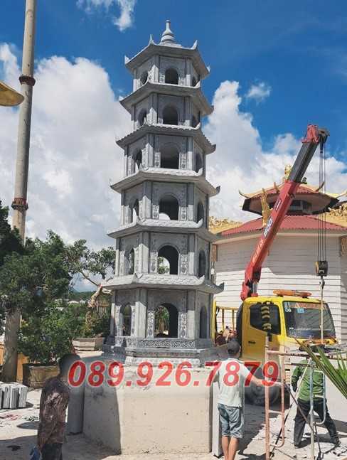 Tháp mộ đá - Mẫu mộ tháp lục giác để tro cốt bằng đá bán Hậu Giang