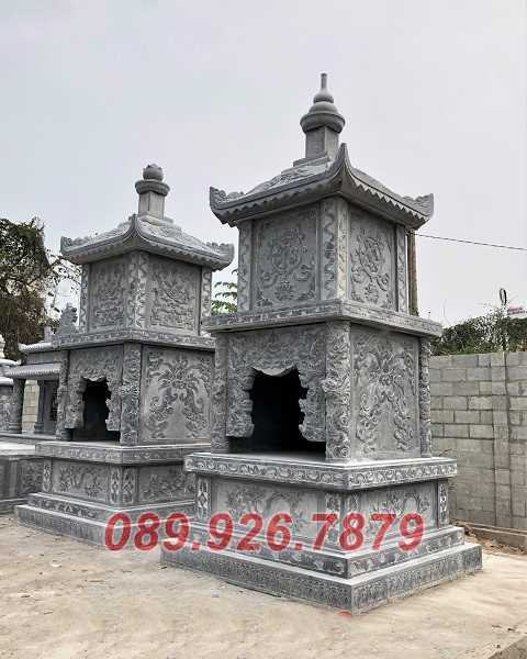 Tháp mộ đá - Mẫu mộ tháp lục giác để tro cốt bằng đá bán Hậu Giang