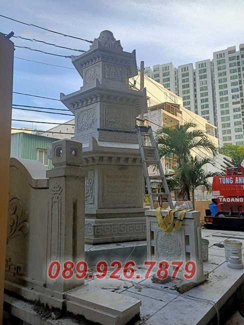 Tháp mộ đá - Mẫu mộ tháp lục giác để tro cốt bằng đá đẹp bán Cà Mau