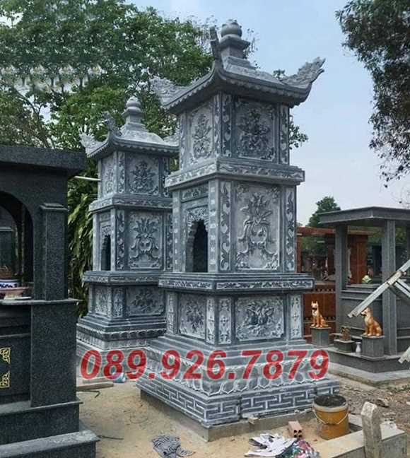 Tháp mộ đá - Mẫu mộ tháp lục giác để tro cốt bằng đá đẹp bán Cà Mau