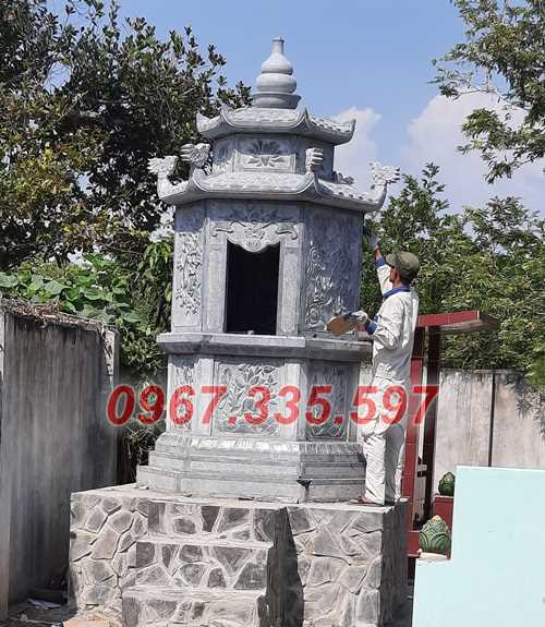 Tháp mộ đá - Mẫu mộ tháp đá lục giác để tro cốt bán Kiên Giang