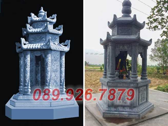 Lăng mộ tháp đá - Mẫu lăng mộ tháp đá lục giác phật giáo bán Bà Rịa