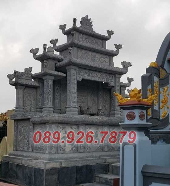 Mẫu mộ đá đôi tam cấp, cso mái che bán Tây Ninh - Địa chỉ xây mộ đá