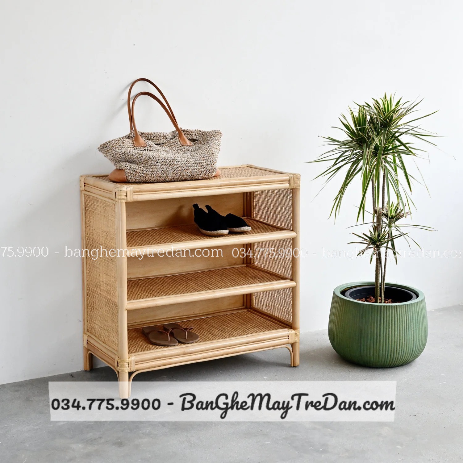 Tủ kệ giày dép bằng mây tự nhiên cao cấp