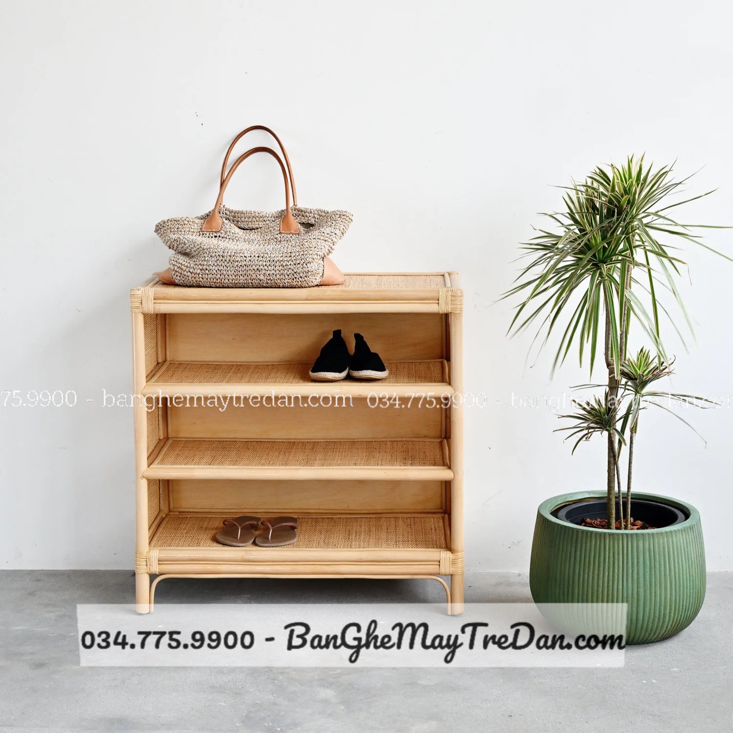 Tủ kệ giày dép bằng mây tự nhiên cao cấp
