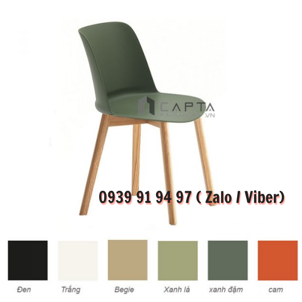 Ghế phòng ăn cao cấp thân nhựa chân gỗ Sồi TOBE 3-S Nội thất CAPTA