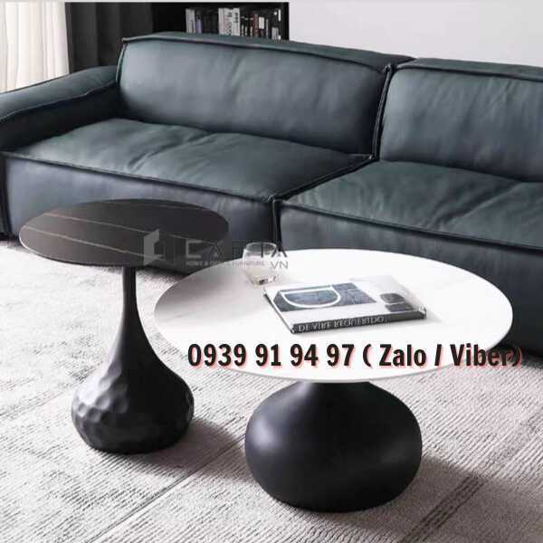 Bàn sofa mặt đá tròn chân thép sơn tĩnh điện TS0952/45-75E CAPTA HCM