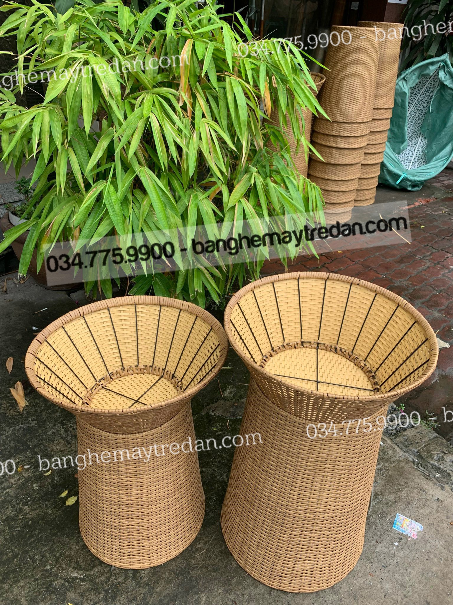 Bộ khay mây nhựa trưng bày trái cây, bánh kẹo
