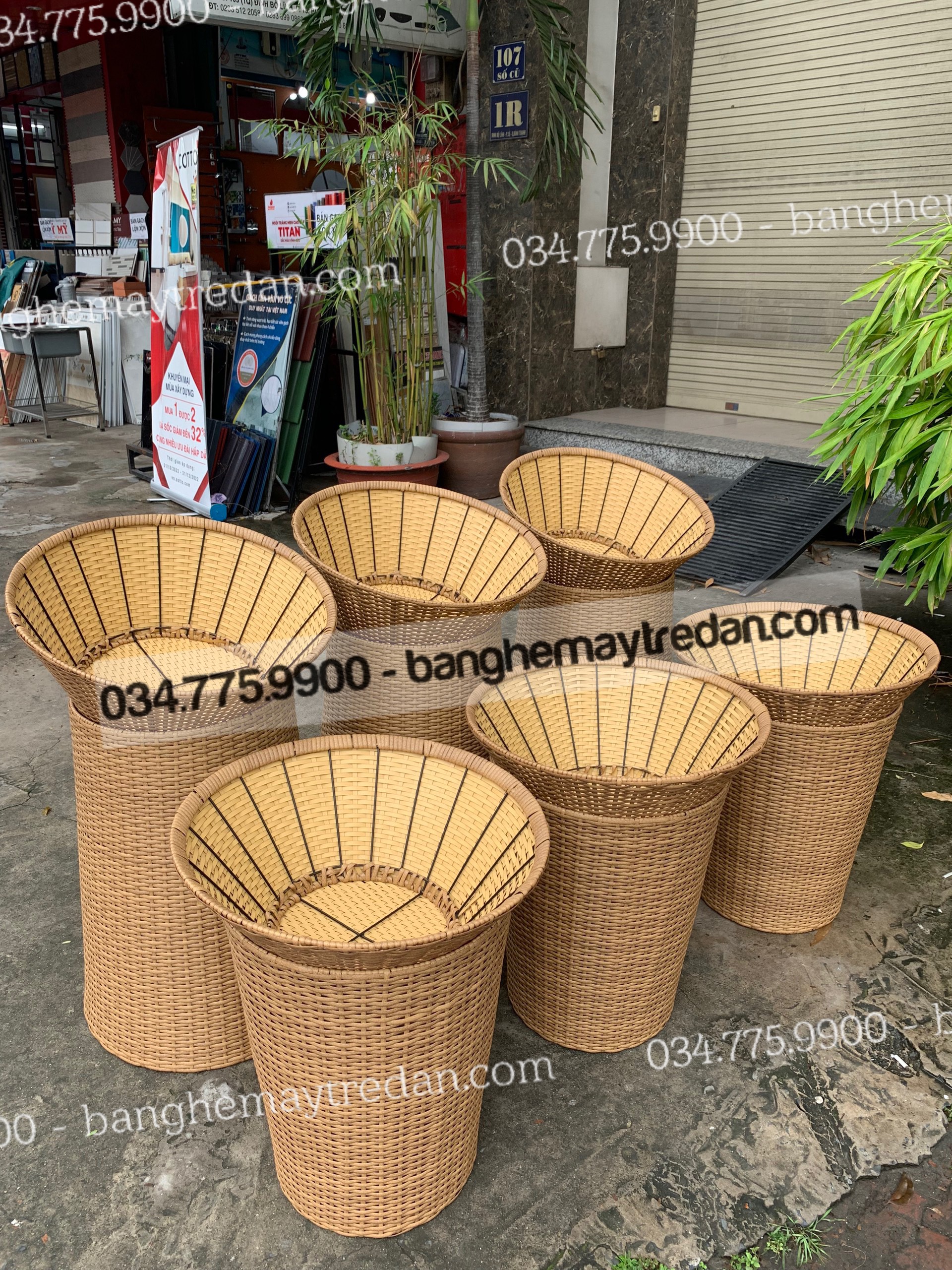 Bộ khay mây nhựa trưng bày trái cây, bánh kẹo