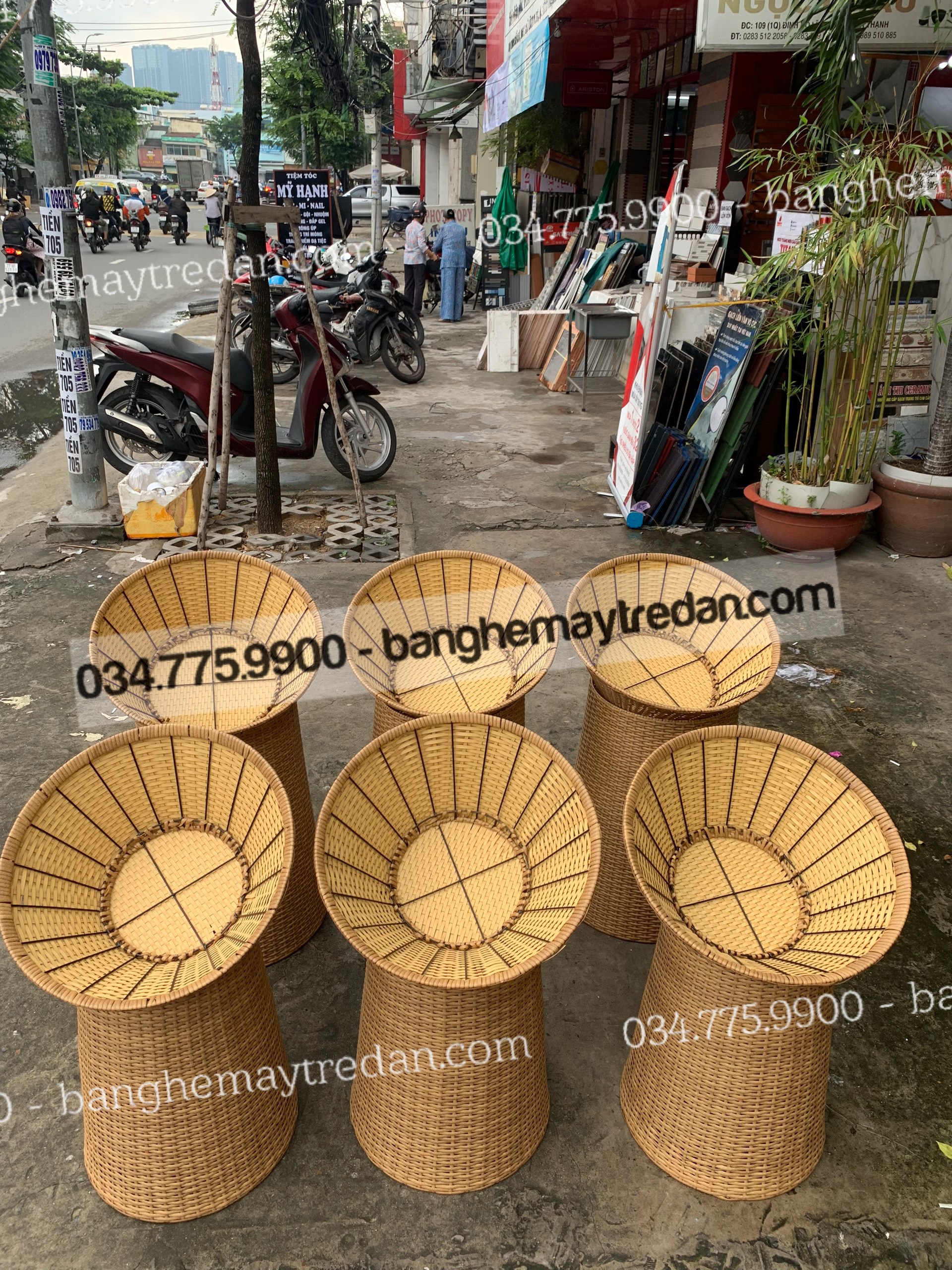 Bộ khay mây nhựa trưng bày trái cây, bánh kẹo