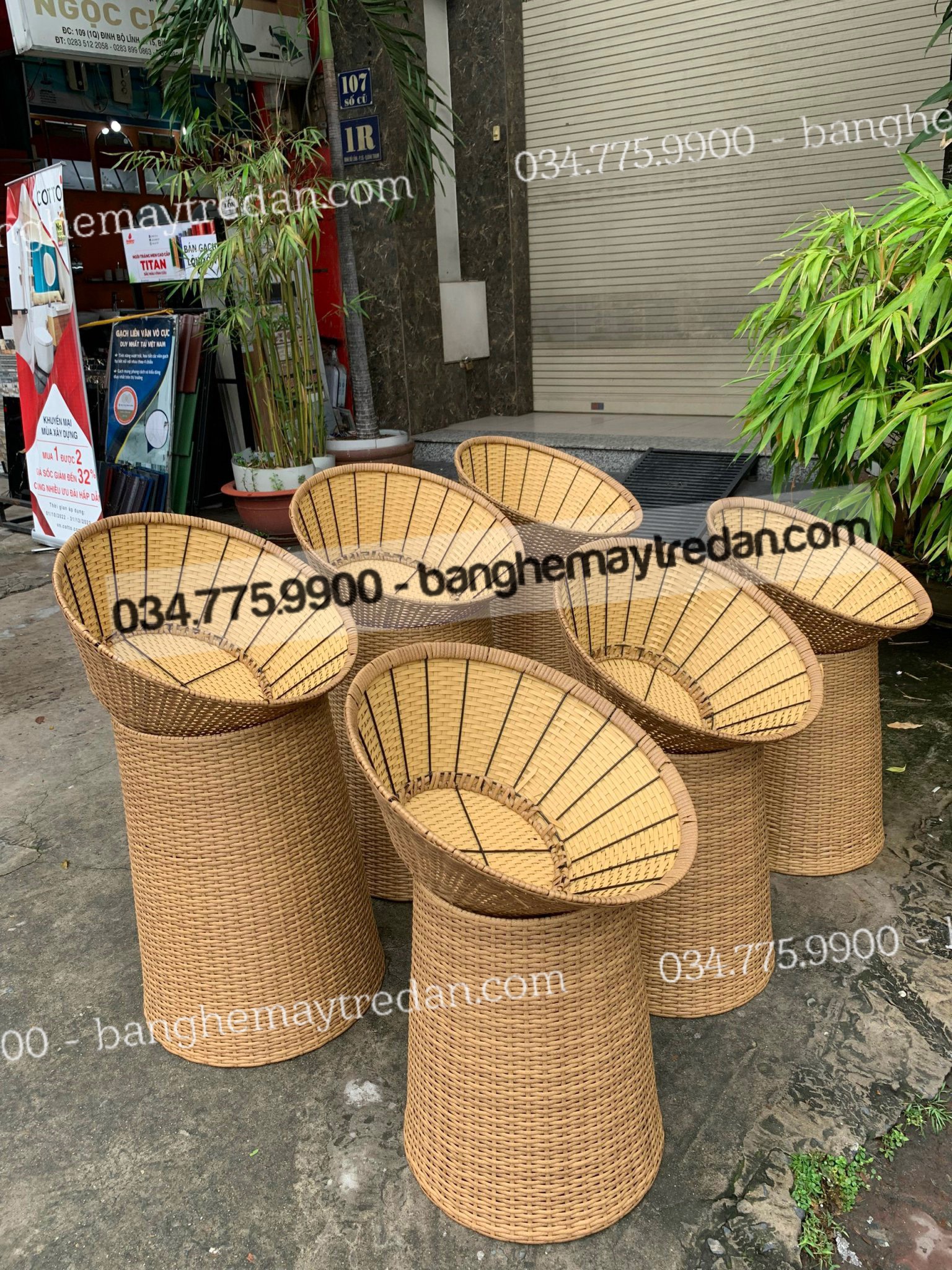 Bộ khay mây nhựa trưng bày trái cây, bánh kẹo