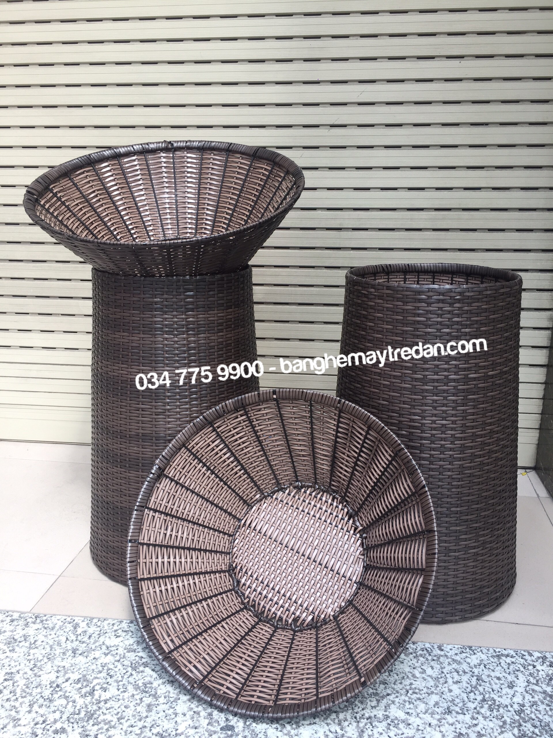 Bộ khay mây nhựa trưng bày trái cây, bánh kẹo