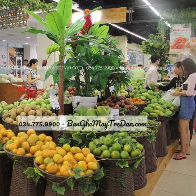Bộ khay mây nhựa trưng bày trái cây, bánh kẹo