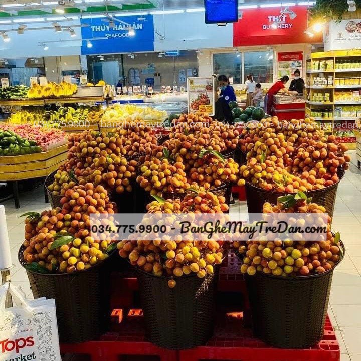 Bộ khay mây nhựa trưng bày trái cây, bánh kẹo
