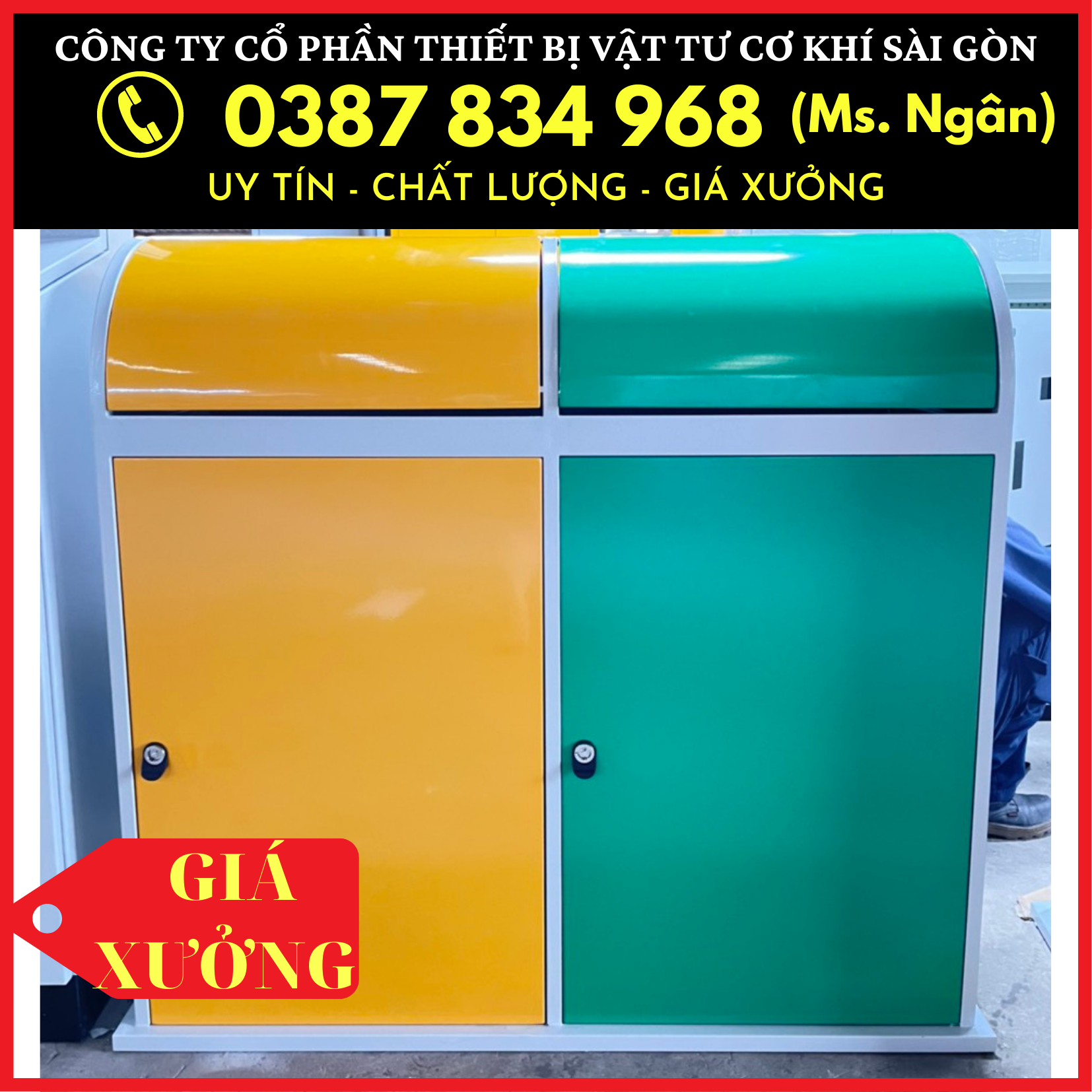 Thùng Rác Sắt Sơn Tĩnh Điện Phân Loại Ngoài Trời