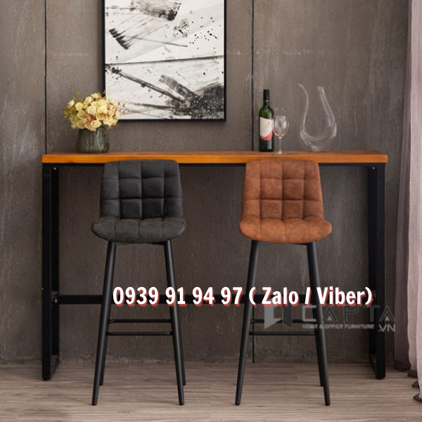 Ghế bar đảo bếp xoay thân bọc da PVC cổ điển CB2144-P Nội thất CAPTA