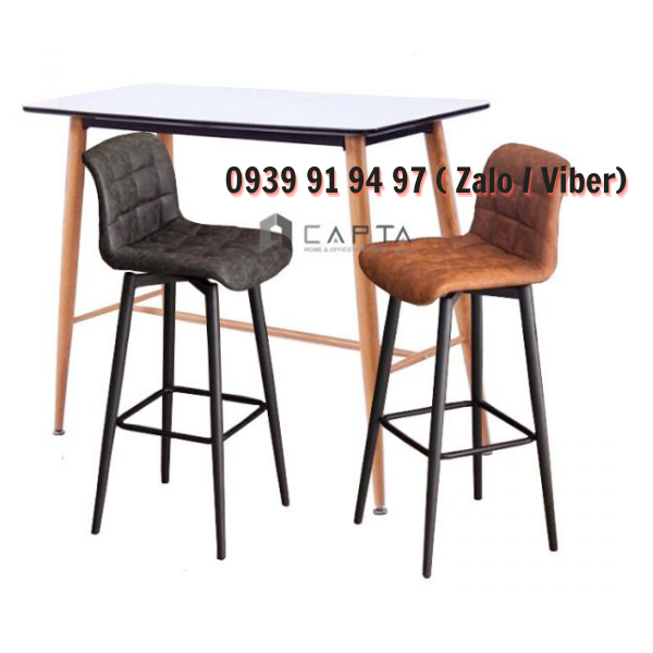 Ghế bar đảo bếp xoay thân bọc da PVC cổ điển CB2144-P Nội thất CAPTA
