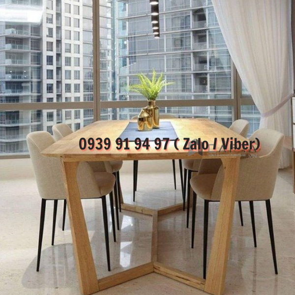 Bàn ăn gỗ cao su màu tự nhiên cao cấp CONCORDE-16W Nội thất CAPTA HCM